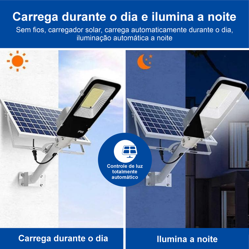 Luminária Solar de Rua Potente - 350/120 LEDs, 6500K, à Prova d'Água IP65