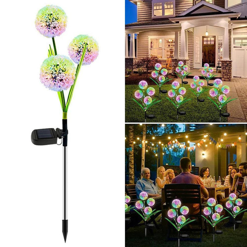 Luzes de Flores LED Solar com 3 Cabeças - Decoração para Exteriores, Ideal para Festas, Casamentos e Iluminação de Pátio e Jardim. - Vagalumy