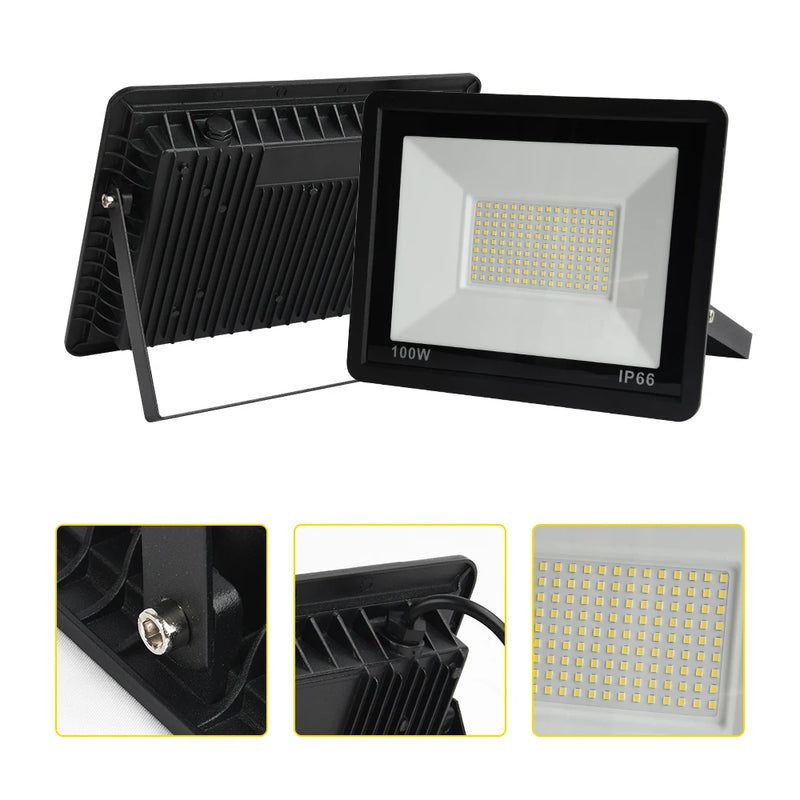 Refletor LED Profissional - Potências: 20W, 50W, 100W, à Prova d'Água IP66 - Vagalumy