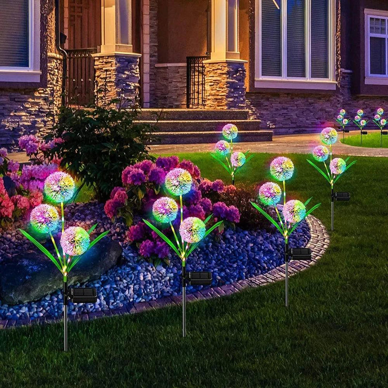 Luzes de Flores LED Solar com 3 Cabeças - Decoração para Exteriores, Ideal para Festas, Casamentos e Iluminação de Pátio e Jardim. - Vagalumy