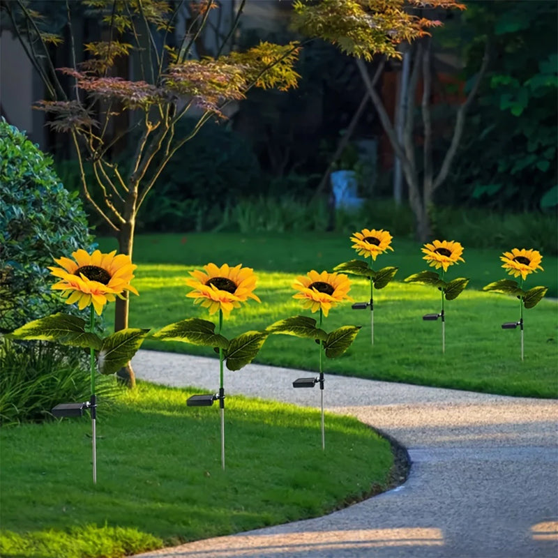 Luminária Solar de Girassol - Decoração para Jardim, Gramado e Ambientes Externos - Vagalumy