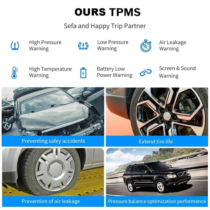 Sistema de Monitoramento de Pressão de Pneus Solar TPMS Inteligente - Sensores de Estacionamento para Carros, Medidor de Pressão de Ar e Temperatura dos Pneus. - Vagalumy