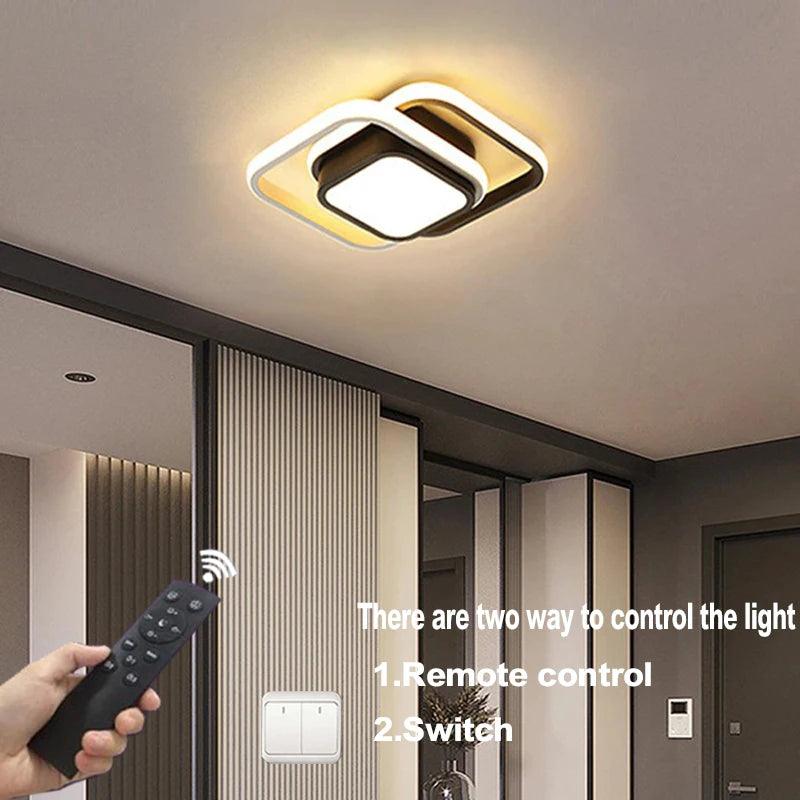 Design Inovador: Luminária de Teto LED com 2 Anéis para Corredores, Varandas e Escritórios - Vagalumy