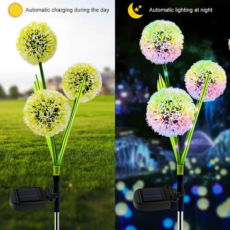 Luzes de Flores LED Solar com 3 Cabeças - Decoração para Exteriores, Ideal para Festas, Casamentos e Iluminação de Pátio e Jardim. - Vagalumy